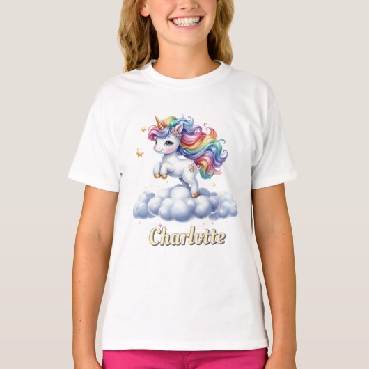 Sparkle unicorn magische wolk naam t-shirt (Voorkant)