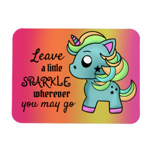 Sparkle Unicorn Star Colorful Happy Cute Magneet