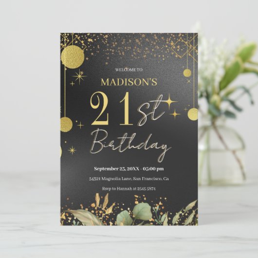 Sparkle verjaardagsuitnodiging kaart (Staand voorkant)