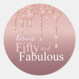 Sparkle Vijftig en Fabulous Pink Glitter Verjaarda Ronde Sticker