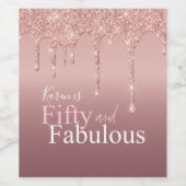 Sparkle Vijftig en Fabulous Pink Glitter Verjaarda Wijn Etiket (Enkel label)