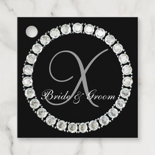 Sparkle Wedding monogram aanpasbaar Bedankjes Labels (Voorkant)