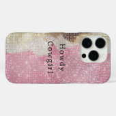Sparkle Western Roze Crème Goud Cowgirl Koeienhuid Case-Mate iPhone Case (Achterkant (horizontaal))