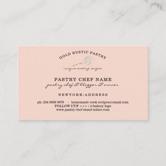 Sparkle Whisk bloeit Gold Bakery Blush roze Visitekaartje (Achterkant)