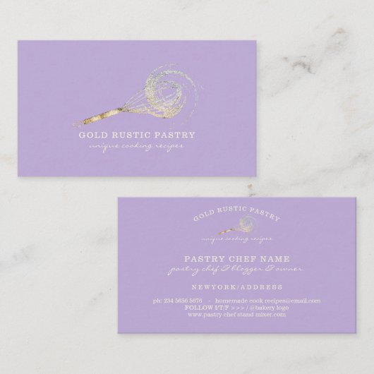 Sparkle Whisk Glitter Gold Bakery Glitz paars Visitekaartje (Voorkant / Achterkant)