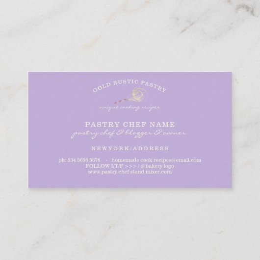 Sparkle Whisk Glitter Roos Gold Bakery paars Visitekaartje (Achterkant)