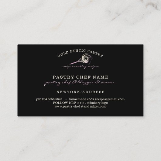 Sparkle Whisk Glitter Roos Gold Bakery Utile Visitekaartje (Achterkant)
