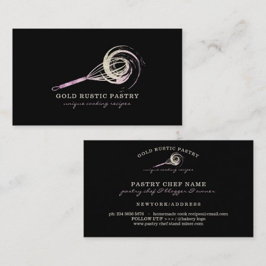 Sparkle Whisk Glitter Roos Gold Bakery Utile Visitekaartje (Voorkant / Achterkant)