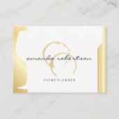 Sparkle Wine Stain Gold Metallic Wine Bottle Glass Visitekaartje (Voorkant)