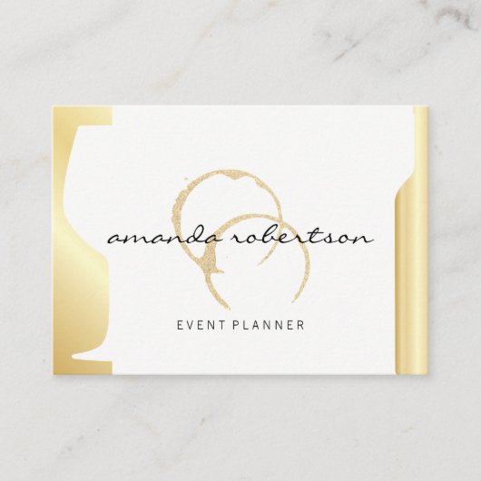 Sparkle Wine Stain Gold Metallic Wine Bottle Glass Visitekaartje (Voorkant)