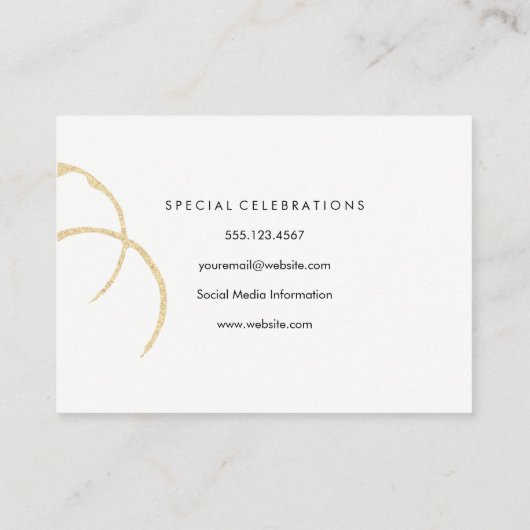 Sparkle Wine Stain Gold Metallic Wine Bottle Glass Visitekaartje (Achterkant)