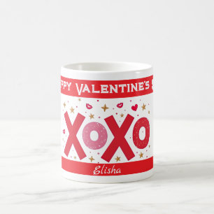 Sparkle XOXO love typography harten sterren op wit Koffiemok