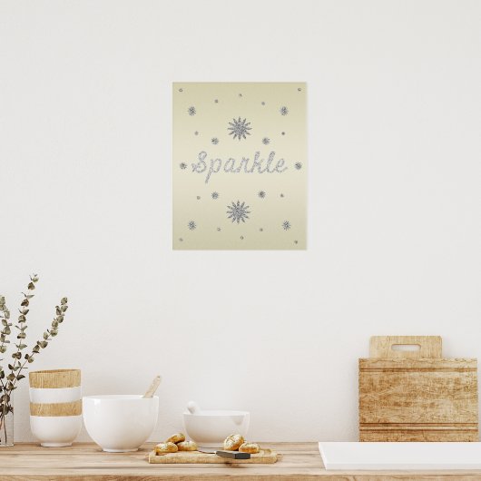 Sparkle Yellow met Silver Glitter-Poster Poster (Keuken)