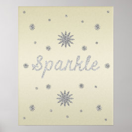 Sparkle Yellow met Silver Glitter-Poster Poster