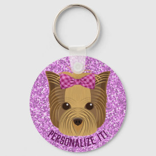 Sparkle Yorkie Yorkshire Terrier Puppy Dog Glitter Sleutelhanger