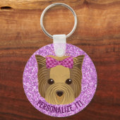 Sparkle Yorkie Yorkshire Terrier Puppy Dog Glitter Sleutelhanger (Voorkant)