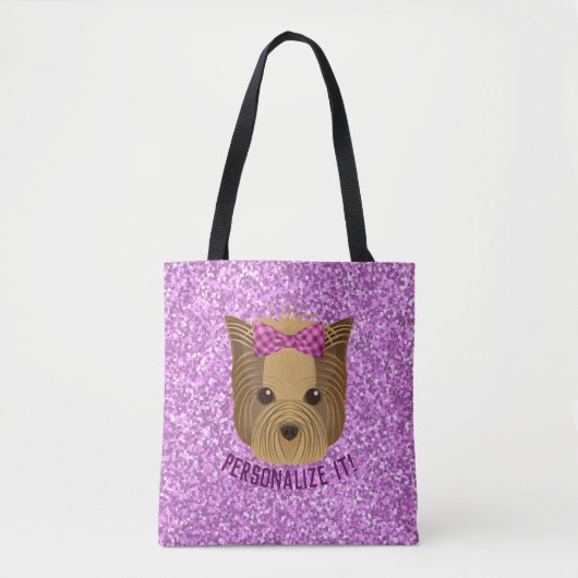 Sparkle Yorkie Yorkshire Terrier Puppy Dog Glitter Tote Bag (Voorkant)