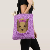 Sparkle Yorkie Yorkshire Terrier Puppy Dog Glitter Tote Bag (Dichtbij)