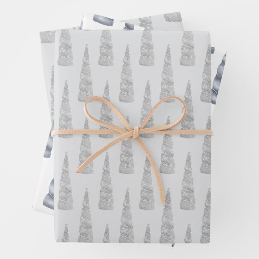 Sparkle Zilver Grijs Glam Eenhoorn Verjaardag Inpakpapier Vel (In situ)