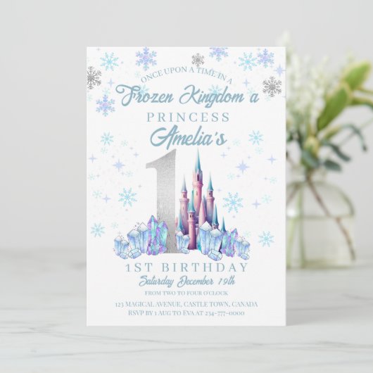 Sparkle Zilveren Bevroren Koninkrijk Kasteel 1e Ve Kaart (Staand voorkant)