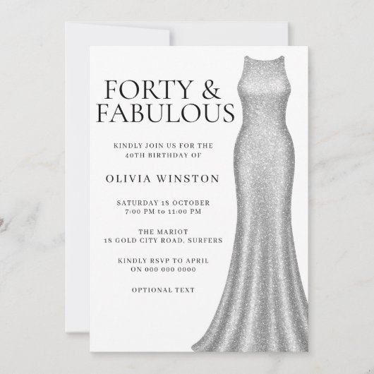 Sparkle zilveren jurk vrouwen 40ste verjaardagsfee kaart (Voorkant)