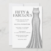 Sparkle zilveren jurk vrouwen 50ste verjaardagsfee kaart (Voorkant)