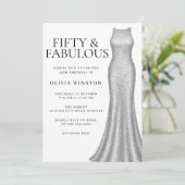 Sparkle zilveren jurk vrouwen 50ste verjaardagsfee kaart (Staand voorkant)