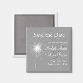Sparkler Bruiloft Bewaar de Datummagneet in Grijs Magneet (Voorkant / Achterkant)