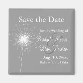 Sparkler Bruiloft Bewaar de Datummagneet in Grijs Magneet (Voorkant)