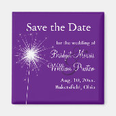 Sparkler Bruiloft Paarse Save the Date Magnet (Voorkant)