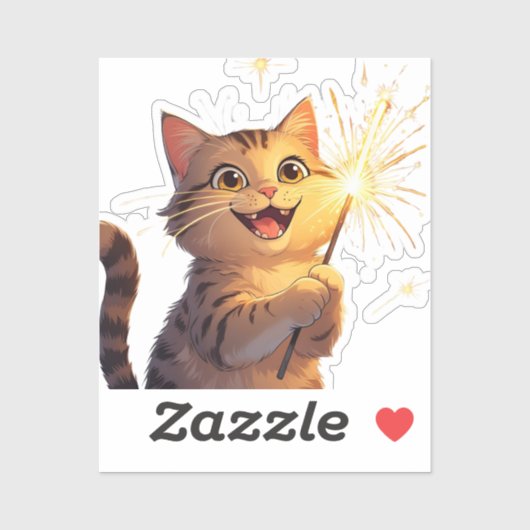 Sparkler Cat – 4 juli Sticker (Vel)