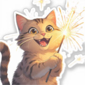 Sparkler Cat – 4 juli Sticker (Voorkant)