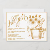 Sparkler en Champagne Nieuwjaar (elk jaar) Feest Kaart (Voorkant)