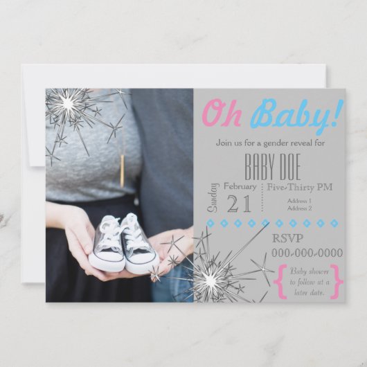 Sparkler Gender Reveal Kaart (Voorkant)