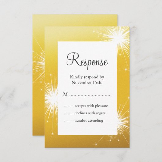Sparkler Gold Wedding RSVP (Voorkant / Achterkant)