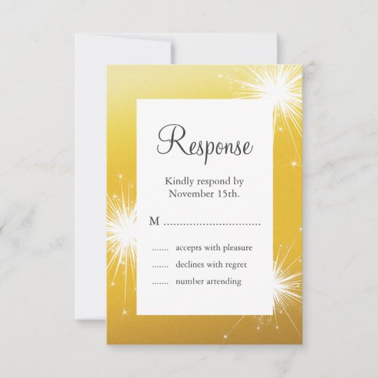 Sparkler Gold Wedding RSVP Kaartje (Voorkant)
