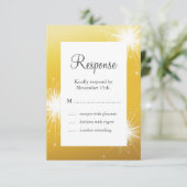 Sparkler Gold Wedding RSVP Kaartje (Staand voorkant)