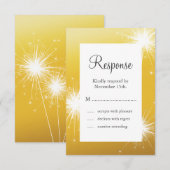 Sparkler Gold Wedding RSVP Kaartje (Voorkant / Achterkant)