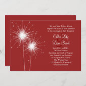 Sparkler in Rode Huwelijksuitnodiging Kaart (Voorkant / Achterkant)