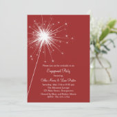 Sparkler in Rode Verloving Invitation Kaart (Staand voorkant)
