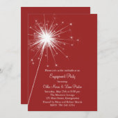 Sparkler in Rode Verloving Invitation Kaart (Voorkant / Achterkant)
