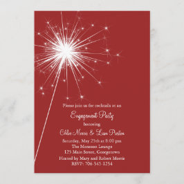 Sparkler in Rode Verloving Invitation Kaart