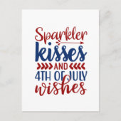 Sparkler kisses Juli Vierde wenst woordkunst Feestdagenkaart (Voorkant)