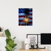 Sparkler met Amerikaanse vlag Poster (Thuiskantoor)