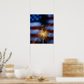 Sparkler met Amerikaanse vlag Poster (Keuken)