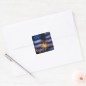 Sparkler met Amerikaanse vlag Vierkante Sticker (Envelop)
