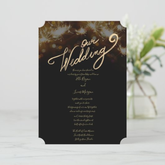 Sparkler Night Wedding Invitation Kaart (Staand voorkant)