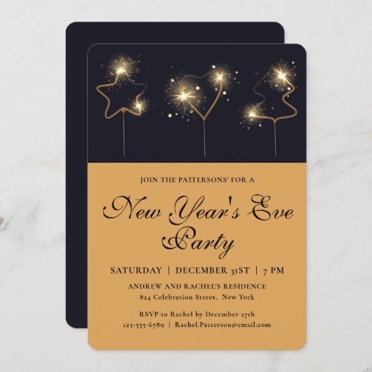 Sparkler Oudejaarsavond Party Moderne Chique Vakan Kaart (Voorkant / Achterkant)