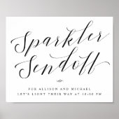 Sparkler Sendoff Elegant Calligraphy Wedding Sign Poster (Voorkant)