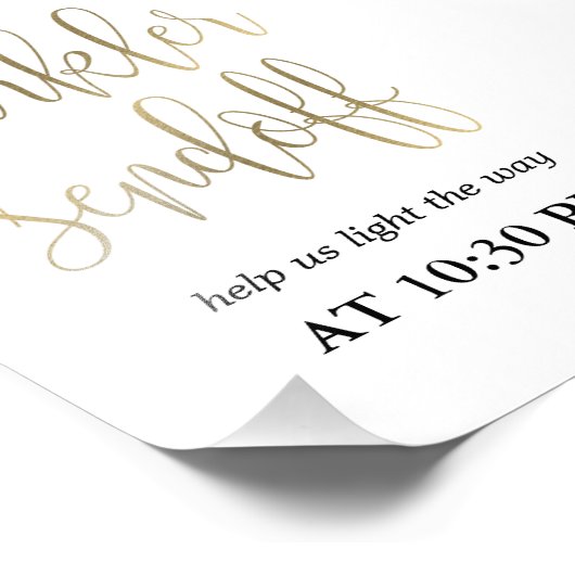 Sparkler Sendoff-teken Kies uw formaat Faux Gold Foto Afdruk (Hoek)